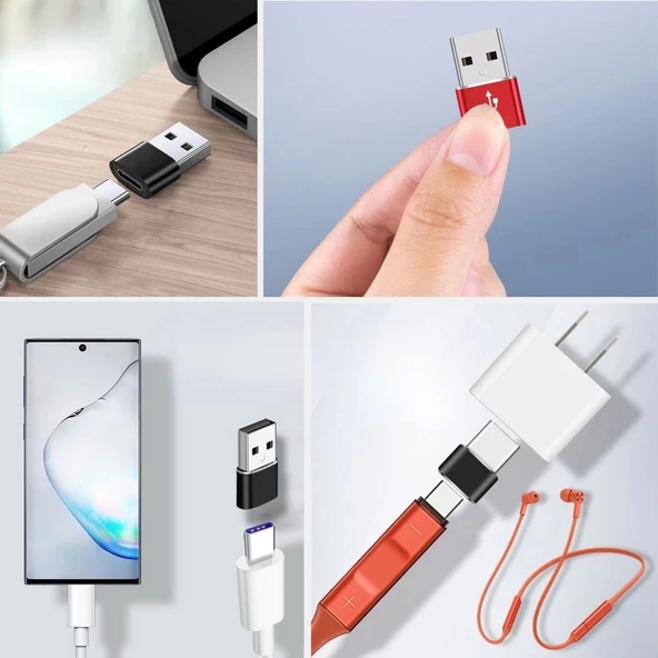 Usb'den Type-c 'ye Dönüştürücü Adaptör Veri Aktarımı Sağlayıcı Şarj Data Çevirici - 2