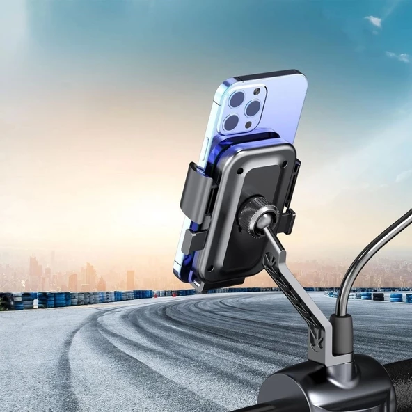 Motor,motosiklet,bisiklet ,scooter İçin 360 Derece Dönebilen Dikiz Aynası Versiyonu Telefon Tutucu Aparat - 2