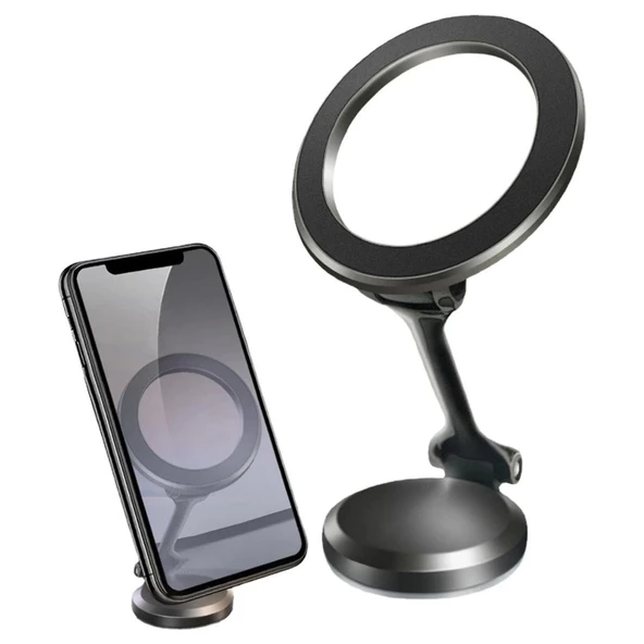Tüm Telefonlarla Uyumlu Manyetik Araç Telefonu Tutacağı Katlanır 360 Derece Dönen Telefon Standı - 2