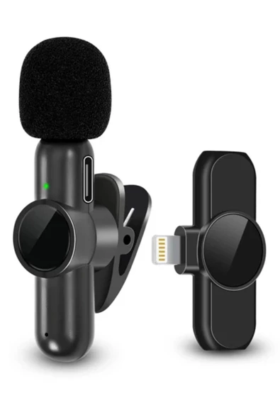 Type C Uyumlu İphone Dönüştürücülü Kablosuz Yaka Mikrofonu Android Ve İphone Uyumlu Mini Mikrofon - 8