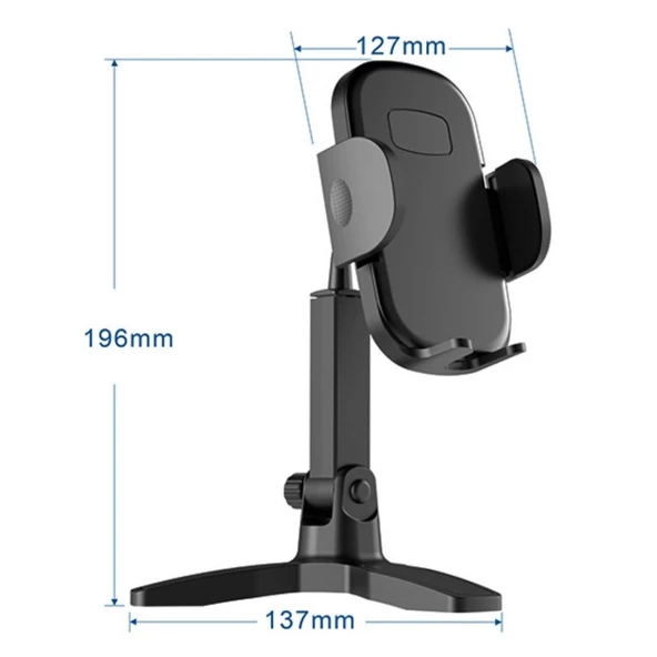 Masaüstü Telefon Standı 360 Derece Dönebilen Başlıklı Ayaklı Telefon Tripodu - 6