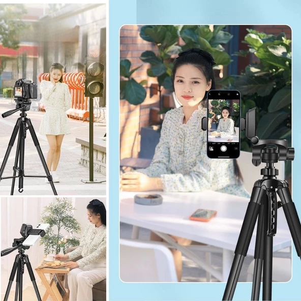 Telefon Ve Fotoğraf Makinası Takılabilen Bluetooth Kumandalı 146 Cm Tripod - 3