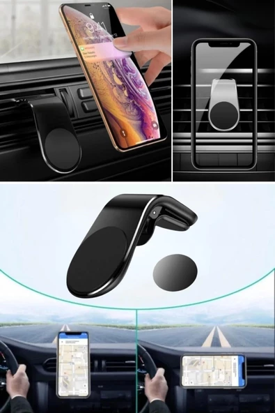 ® Havalanndırma Izgarasına Takılabilen Mandallı Mıknatıslı Oto Araç Içi Manyetik Telefon Tutucu - 5