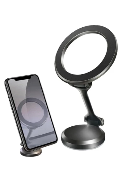 Tüm Telefonlarla Uyumlu Manyetik Araç Telefonu Tutacağı Katlanır 360 Derece Dönen Telefon Standı - 7