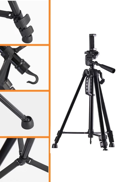 Telefon Ve Fotoğraf Makinası Takılabilen Bluetooth Kumandalı 146 Cm Tripod - 8