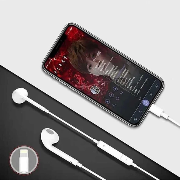 İphone Ucu Çıkışlı Pop Up Kulakiçi Yumuşak Kontrol Tuşlu Kulaklık - 3