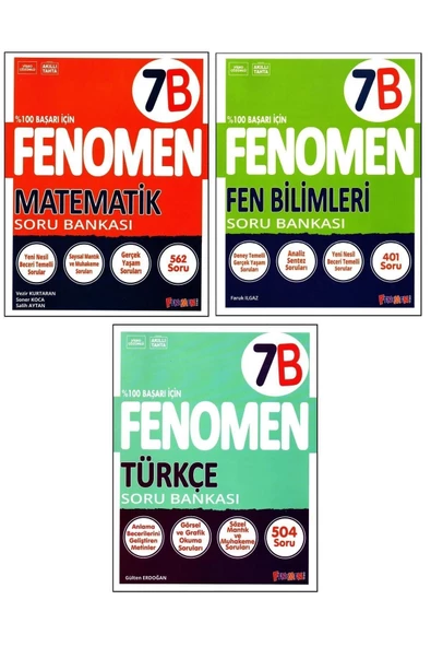 Fenomen 7. Sınıf Matematik (B)+Türkçe (B)+Fen Bilimleri (B) Kitabı 3 Kitap