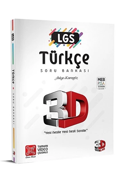 LGS 3D Türkçe Soru Bankası Tamamı Video Çözümlü / Asiye Karagöz / 3D Yayınları / 9786057590992