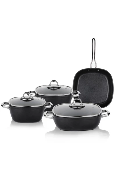 Schafer Gastronomie Master Indüksiyon 7 Parça Tencere Seti Siyah