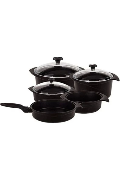 Aryıldız Flipper Siyah 9 Parça Döküm Tencere Seti
