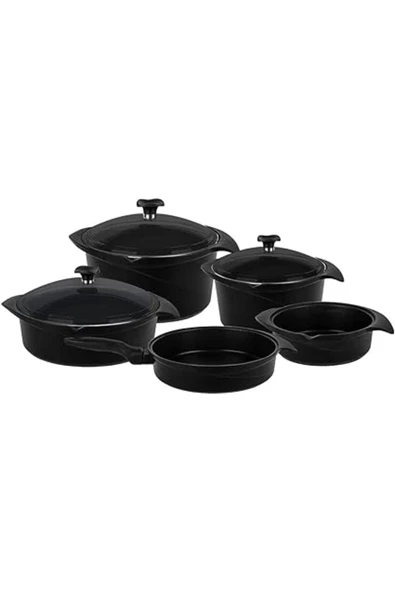Aryıldız Flipper Siyah 9 Parça Döküm Tencere Seti - 2