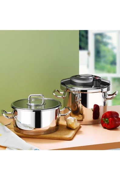 Aryıldız Touch & Cook Kanka Düdüklü Tencere Seti 6 + 4 Litre