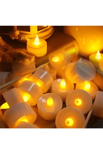 RAYTOYS OYUNCAK   Warm Light Candles 24 Adet Gün Işığı Led Işıklı Mum Gün Işığı Led Mum Sarı Işıklı Mum Romantik Dekor