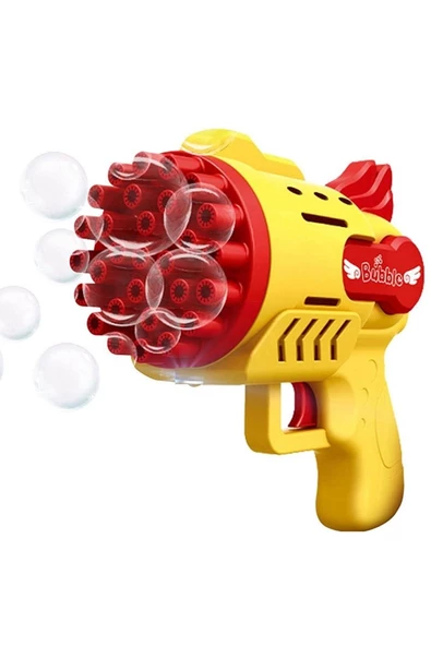 RAYTOYS OYUNCAK   1 PCS YELLOW BUBBLES GUN 29 DELİKLİ ÇOKLU KÖPÜK ATAN TABANCA SARI KÖPÜK TABANCASI 2 SOLİSYON