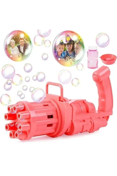 RAYTOYS OYUNCAK   PEMBE ÇOKLU KÖPÜK ATAN KÖPÜK TABANCASI BUBBLES GUN BALONCUK TABANCASI PİLLİ KÖPÜK MAKİNASI PİNK GUN