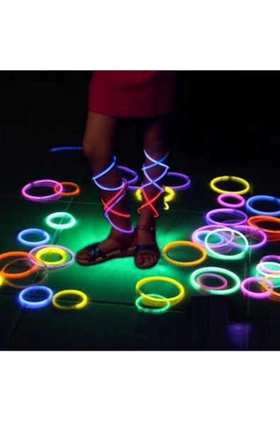 RAYTOYS OYUNCAK   100 Adet Glow Stick Işıklı Fosfor Çubuk Neon Işık Glow Parti Işıkları Işıklı Bileklik Neon Kolye - 5