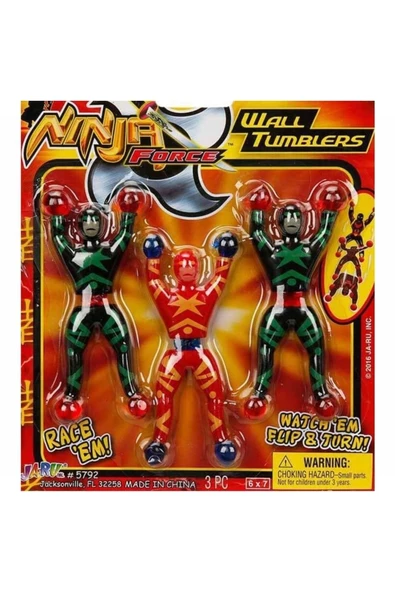 RAYTOYS OYUNCAK   3 Adet Cama Duvara Yapışan Taklacı Savaşcı Ninja Secret Ninja Force Wall Tumblers Ninja Oyuncakları