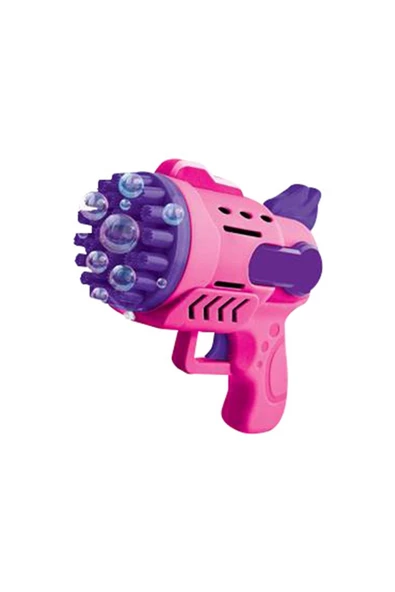 RAYTOYS OYUNCAK   1 PCS PİNK BUBBLES GUN 29 DELİKLİ ÇOKLU KÖPÜK ATAN TABANCA PEMBE KÖPÜK TABANCASI 2 SOLİSYON HEDİYE