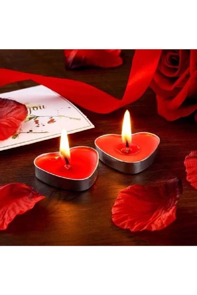 RAYTOYS OYUNCAK   16 Adet Tea Light Kalpli Mum Kırmızı Mum Tealight Mum Kalpli Mum Kırmızı Kalpli Mum Romantik Mum