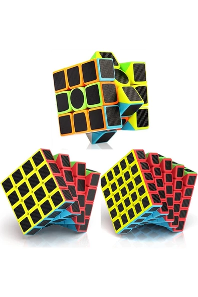 RAYTOYS OYUNCAK   3 SET VIP PROFESSIONAL QY SPEED CUBE CORBON FİBER CUBE VIP 3LÜ SET 3X3 4X4 5X5 ZEKA KÜPÜ RUBİKS CUBE