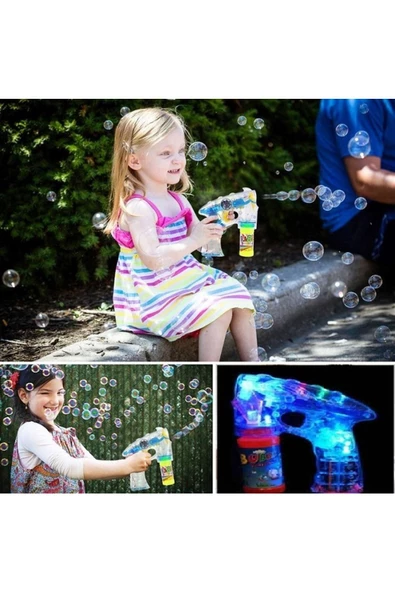 RAYTOYS OYUNCAK   Yılbaşı Hediyeleri Renkli Işıklı Köpük Tabancası Bubbles Gun Baloncuk Tabancası + 2 Özel Yedek Köpük - 4