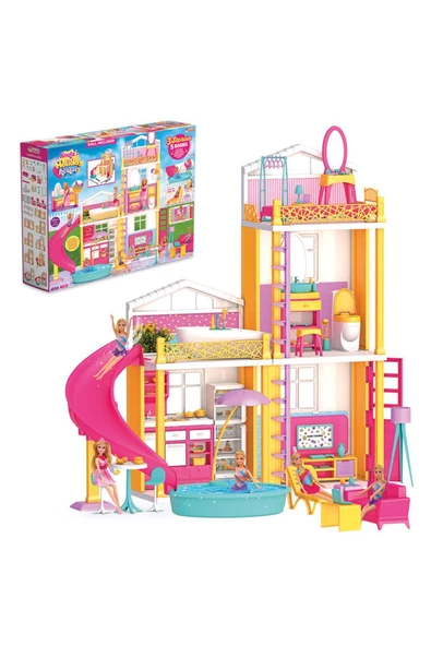 RAYTOYS OYUNCAK   VIP KALİTE 3 KATLI 5 ODALI TATİL EVİ EĞİTİCİ OYUNCAK EV HOLİDAY HOUSE 3 STORİES 5 ROOM SET BÜYÜK BOY