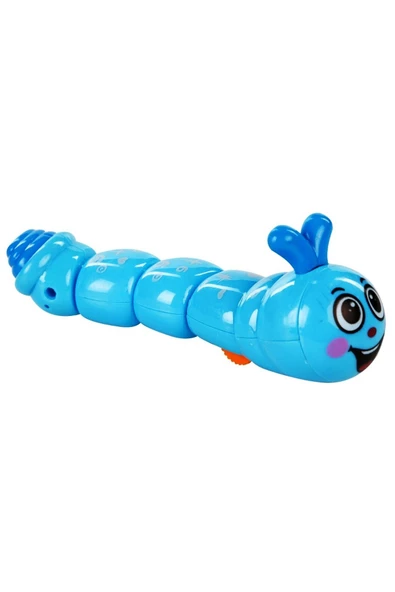 RAYTOYS OYUNCAK   MOVABLE ROTATING CUTE TOY CATERPILLAR EĞİTİCİ OYUNCAK TIRTIL HAREKETLİ KURMALI OYUNCAK MAVİ TIRTIL