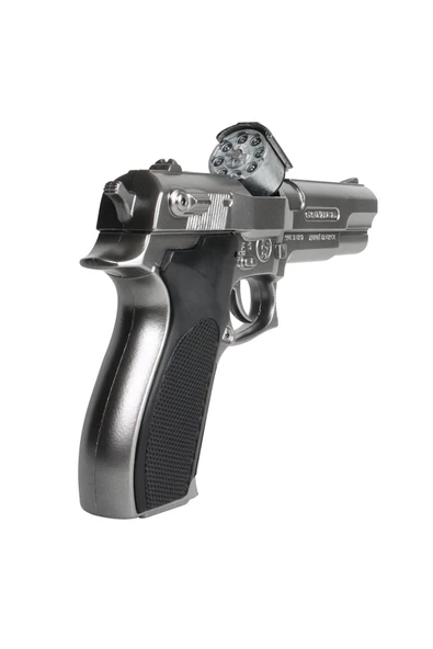 RAYTOYS OYUNCAK   METAL KAPSÜL TABANCASI 8Lİ KAPSÜL TABANCASI GÜMÜŞ OYUNCAK TABANCA METAL TABANCA - 2