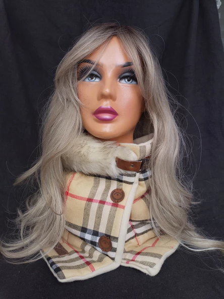 Kürk detaylı ekose kumaş, içi silikon dolgulu ve alt kısmı polar sıcacık tutan tasarım ürün - 2