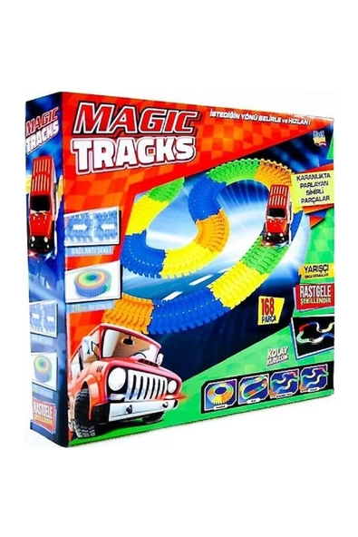 RAYTOYS OYUNCAK   Magıc Track Yarış Pisti Fosforlu Raylar 168 Parça 2.10 Cm 1 Arabalı Eğitici Oyuncak Yarış Seti