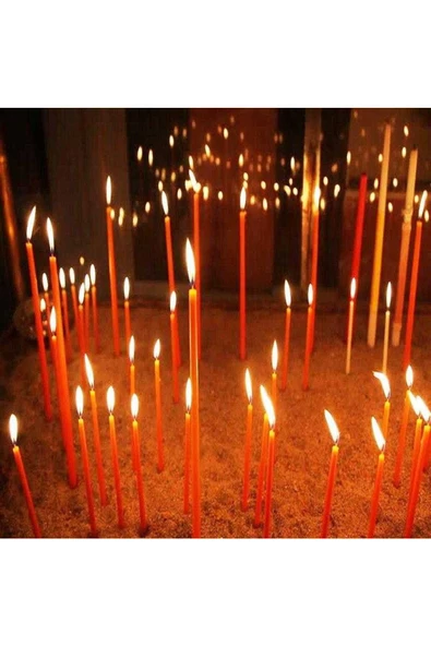 RAYTOYS OYUNCAK   VIP 35 CM 8 PCS CHURCH RED CANDLES KIRMIZI ARINMA MUMU 8 ADET KIRMIZI İNCE MUM KIRMIZI KİLİSE MUMU