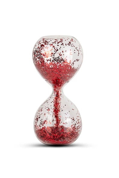 RAYTOYS OYUNCAK   Red Sand Clock Kırmızı Kum Saati Cam Kum Saati Simli Kırmızı Kum Saati Yılbaşı Hediyeleri Dekor Obje