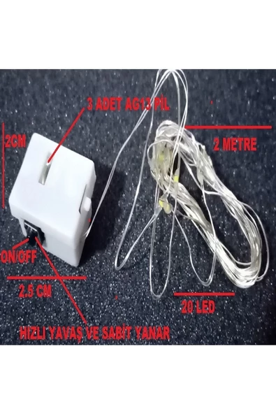 RAYTOYS OYUNCAK DEKOR DÜĞÜN IŞIKLARI GÜN IŞIĞI LED IŞIK WARM LİGHT HIZLI YAVAŞ SABİT YANAR PİLLİ LED IŞIK 2 METRE - 3