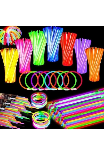 RAYTOYS OYUNCAK   Vıp Kalite 100 Adet Glow Stick Işıklı Fosfor Çubuk Neon Parti Işıkları Işıklı Bileklik Kolye Çubuk - 4