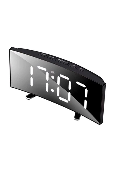 RAYTOYS OYUNCAK   WHİTE LED MIRROR CLOCK BEYAZ LED IŞIKLI SAAT MASA SAATİ ALARM DERECE TARİH PİLLİ + USB DİJİTAL SAAT