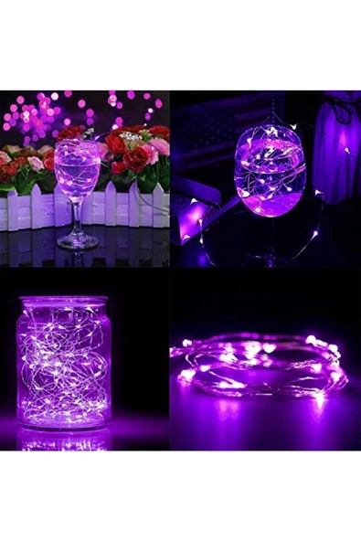 RAYTOYS OYUNCAK   DEKOR DÜĞÜN IŞIKLARI PURPLE LED LİGHT 2 METRE MOR PİLLİ LED IŞIK PARLAK PERİ LED IŞIK MOR LED IŞIK