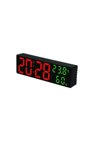 RAYTOYS OYUNCAK   KIRMIZI YEŞİL LEDLİ DİJİTAL SAAT ALARM SICAKLIK VE NEM GÖSTERGELİ SAAT VIP RED GREEN LED WALL CLOCK