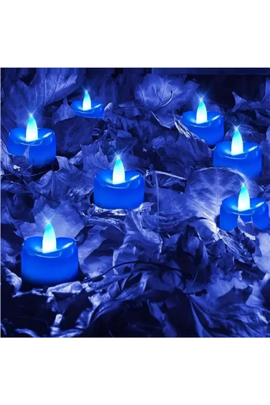 RAYTOYS OYUNCAK   BLUE LED LİGHT CANDLES 24 ADET MAVİ LED IŞIKLI MUM MAVİ LED MUM MAVİ IŞIKLI MUM ROMANTİK DEKOR MUM - 2