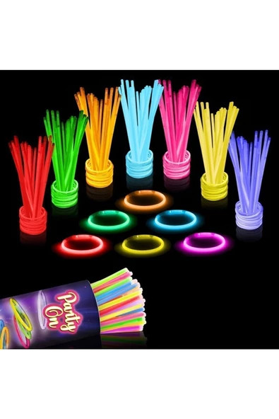 RAYTOYS OYUNCAK   Vıp Kalite 100 Adet Glow Stick Işıklı Fosfor Çubuk Neon Parti Işıkları Işıklı Bileklik Kolye Çubuk