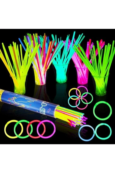 RAYTOYS OYUNCAK   NEON GLOW STİCK IŞIKLI FOSFOR ÇUBUK IŞIKLI BİLEKLİK 200 ADET IŞIKLI KOLYE IŞIKLI ÇUBUK NEON IŞIK