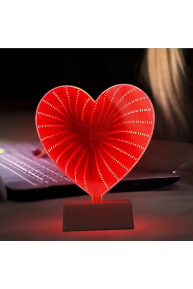 RAYTOYS OYUNCAK   VİTRİN MEKAN SÜSLEME IŞIĞI 3D HEART TUNNEL LAMP RED LED LİGHT 3D IŞIKLI KALP IŞIK USB+PİLLİ LED IŞIK