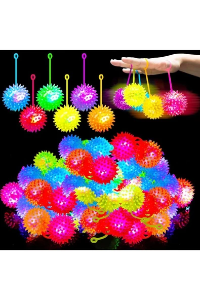 RAYTOYS OYUNCAK   4 PCS FLASHING SPIKY LİGHT BALL 4 ADET SESLİ LED IŞIKLI KİRPİ YOYO TOP STRES OYUNCAĞI PİLLİ IŞIK