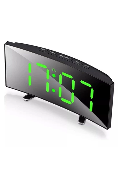 RAYTOYS OYUNCAK   GREEN LED MIRROR CLOCK YEŞİL LED IŞIKLI SAAT MASA SAATİ ALARM DERECE TARİH PİLLİ + USB DİJİTAL SAAT