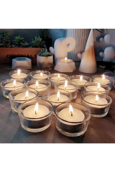 RAYTOYS OYUNCAK   14 Adet Cam Mumluk Tea Light Mum Için Cam Mumluk Tealight Cam Mumluk 4.5x2 Cm Evlilik Teklifi Dekor - 4