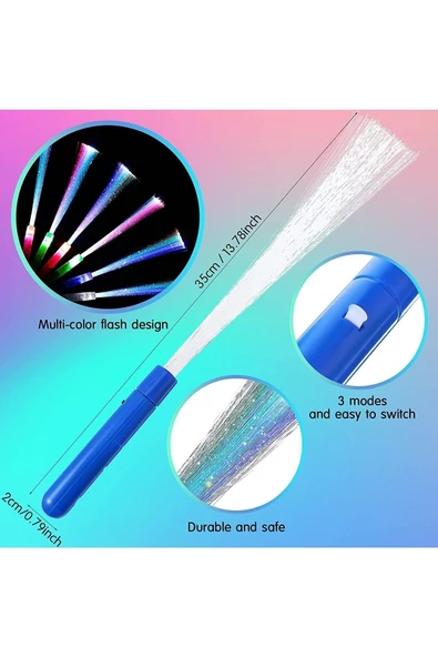 RAYTOYS OYUNCAK   4 ADET PARTİ IŞIKLARI RENKLİ PİLLİ LED IŞIK LED IŞIKLI ÇUBUK FİBER OPTİK ÇUBUK PÜSKÜLLÜ IŞIKLI ÇUBUK - 3