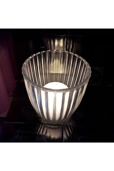 RAYTOYS OYUNCAK   7 Adet Büyük Boy Tea Light Mum Için Cam Mumluk Tealight Cam Mumluk 7x4x8 Cm Kır Düğünü Dekorları - Resim 2