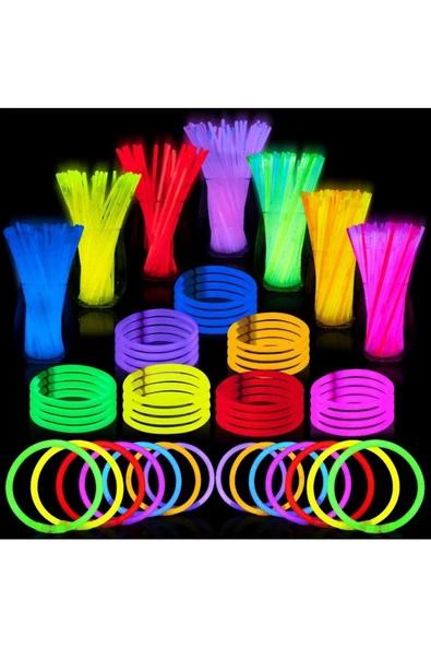 RAYTOYS OYUNCAK   NEON GLOW STİCK IŞIKLI FOSFOR ÇUBUK IŞIKLI BİLEKLİK 200 ADET IŞIKLI KOLYE IŞIKLI ÇUBUK NEON IŞIK - Resim 5