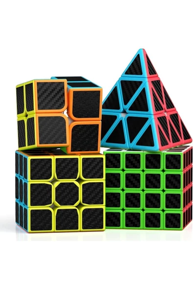 RAYTOYS OYUNCAK   4 SET PROFESSIONAL QY SPEED CORBON FİBER CUBE VIP 4LÜ SET PİRAMİT 2X2 3X3 4X4 ZEKA KÜPÜ RUBİKS CUBE