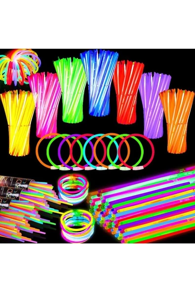 RAYTOYS OYUNCAK   NEON GLOW STİCK IŞIKLI FOSFOR ÇUBUK IŞIKLI BİLEKLİK 200 ADET IŞIKLI KOLYE IŞIKLI ÇUBUK NEON IŞIK - Resim 4