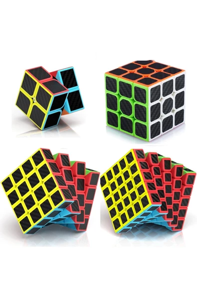 RAYTOYS OYUNCAK   4 SET PROFESSIONAL QY SPEED CUBE CORBON FİBER CUBE VIP 4LÜ SET 2X2 3X3 4X4 5X5 ZEKA KÜPÜ CUBE